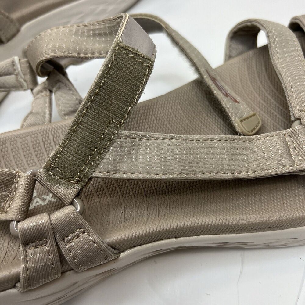 Skechers Goga Max Taupe Tan Sandals Size 11 Strappy Comfort Walking - Picture 7 of 12